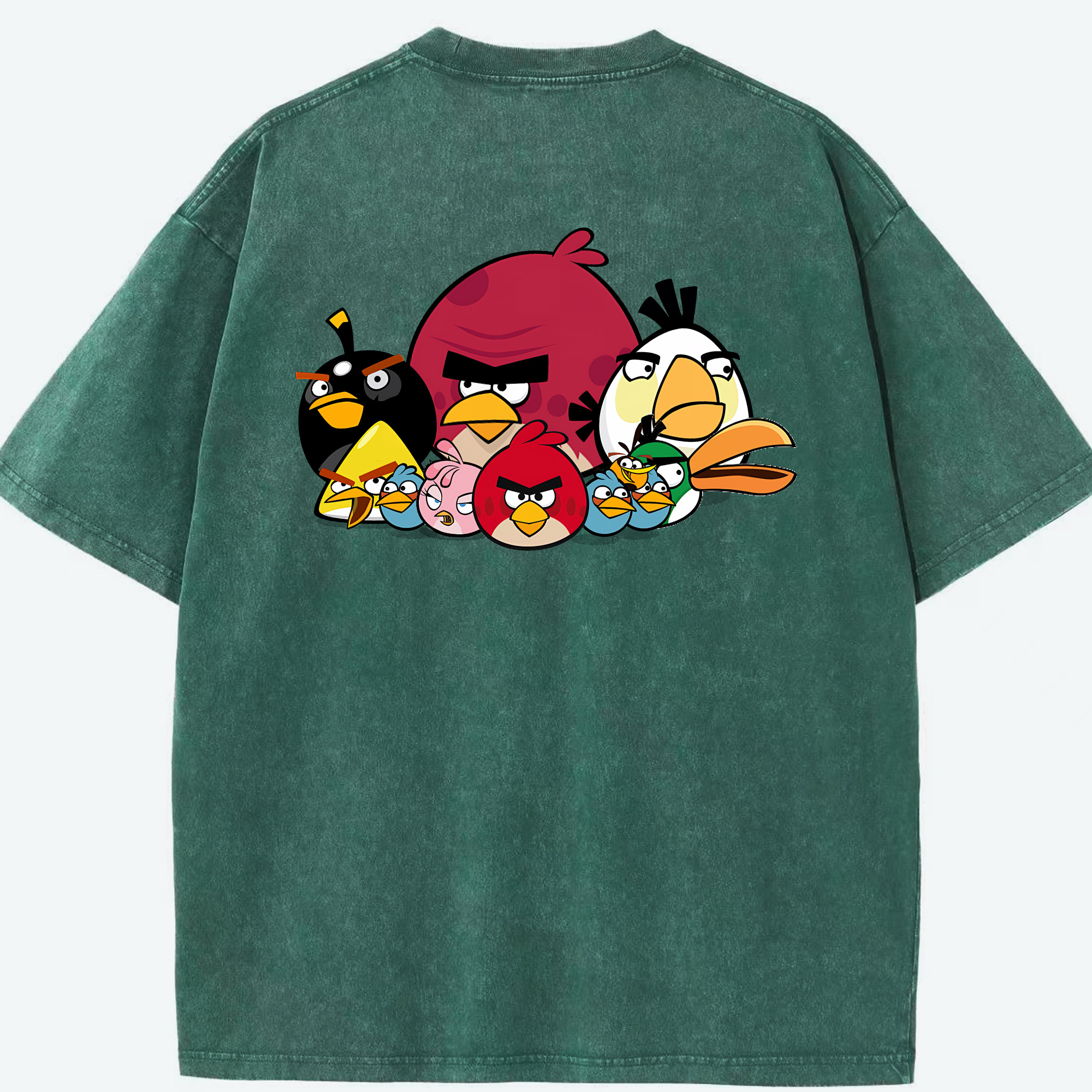 （画像用） Angry Birds アングリーバード 綿100% ヴィンテージ風 半袖Tシャツ（背面プリント）